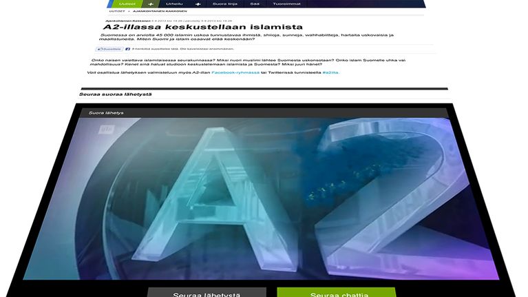 Avoin toimituskokous ja Islam-illan verkkokeskustelu käydään osoitteessa yle.fi/islam-ilta. Sivu ei vielä ole auki. 