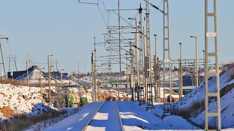 Talvivaaran kaivosyhtiön ratapiha Sotkamossa.