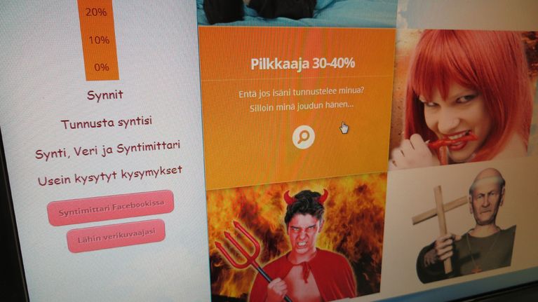 Syntimittarin nettisivuilla kuvataan eri synnin asteita prosentteina veren puhtaudesta.