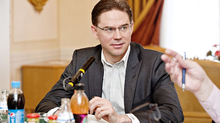 Pääministeri Jyrki Katainen Ylen Pääministerin haastattelutunnilla Kesärannassa Helsingissä.
