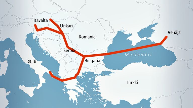 South Stream -kaasuputken olisi määrä tulla Venäjältä Mustanmeren pohjaa pitkin Bulgarian Varnan satamaan ja edelleen Bulgarian halki Serbiaan.