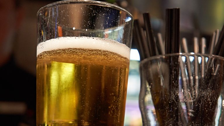A glass of beer.