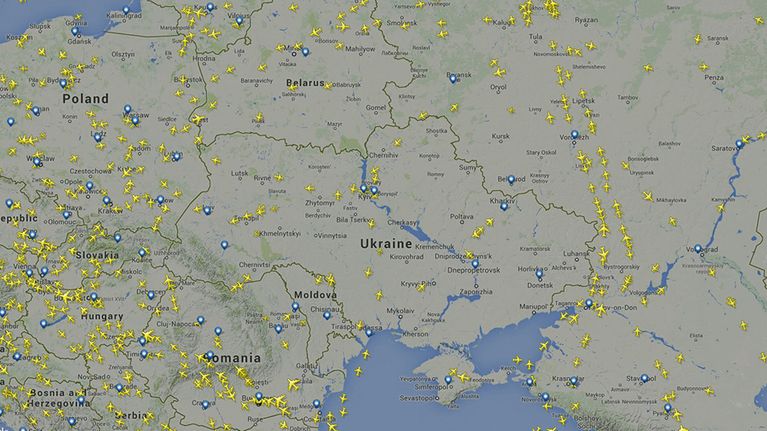 Kuvakaappaus Flightradar24-sivustosta.