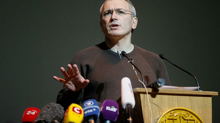 Jukosin entinen johtaja Mihail Hodorkovski maaliskuussa 2014 Kiovassa, Ukrainassa.