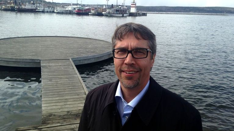 Juha Christensen Lahden satamassa.