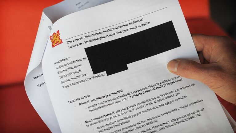 Reserviläiskirjeen mallikappale.