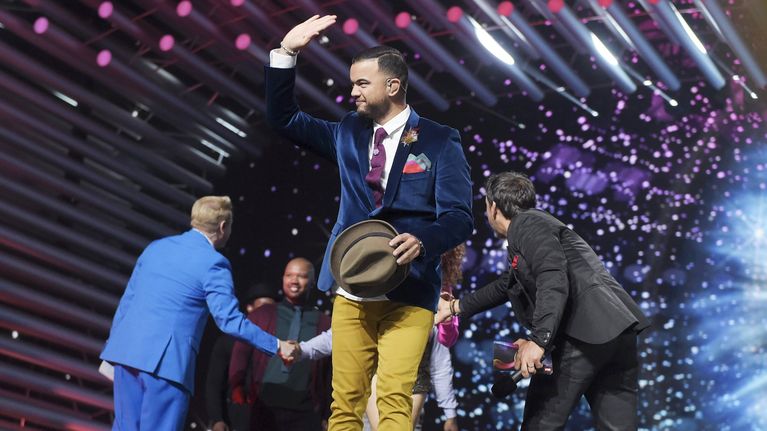 Australian Euroviisu-edustaja Guy Sebastian esityksensä kenraaliharjoituksissa Wienissä 22. toukokuuta.