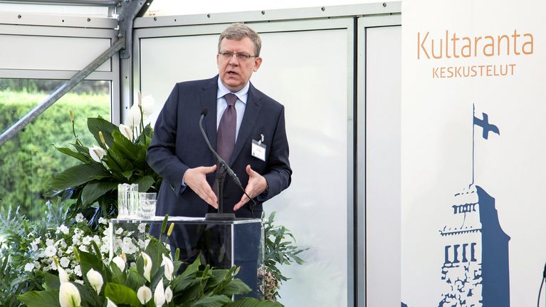 Venäjän entinen valtiovarainministeri Aleksei Kudrin puhui Kultaranta-keskustelutilaisuudessa Naantalissa 15. kesäkuuta.