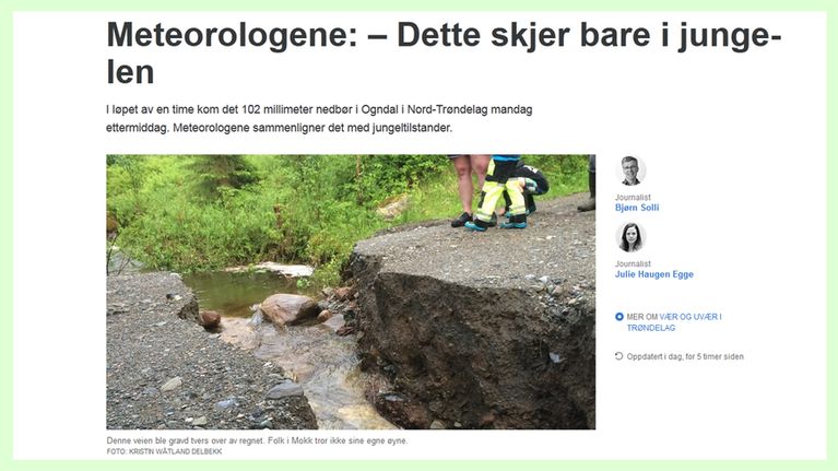Kuvakaappaus NRK:n nettisivuilta jutusta, joka käsittelee aihetta. 