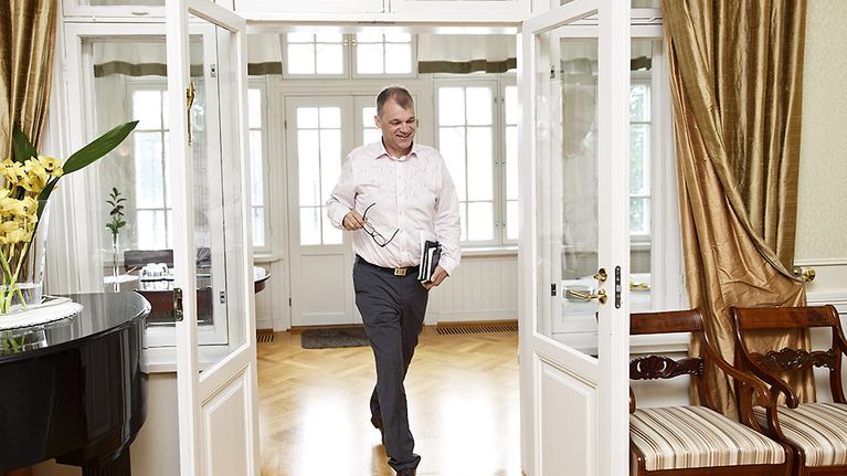 Juha Sipilä pääministerin haastattelutunnilla Kesärannassa 30. elokuuta 2015.