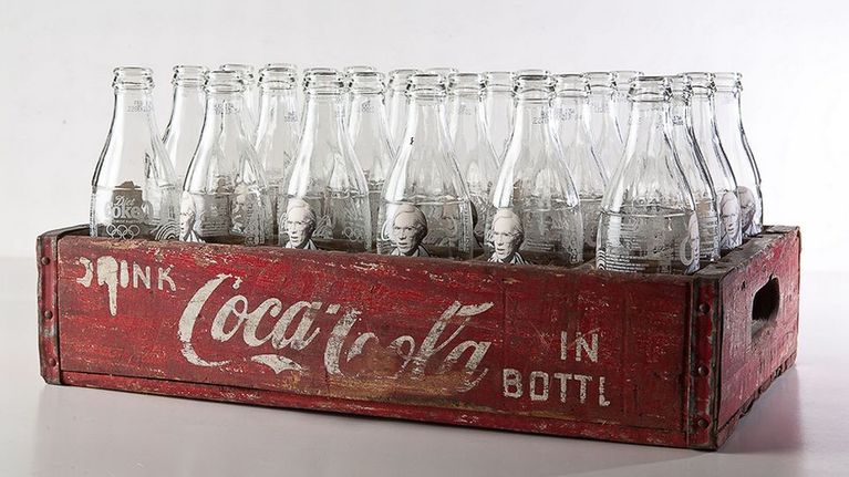 Pakpoom Silaphan: Warhol on Coke Bottle in Coke Crate, 2013