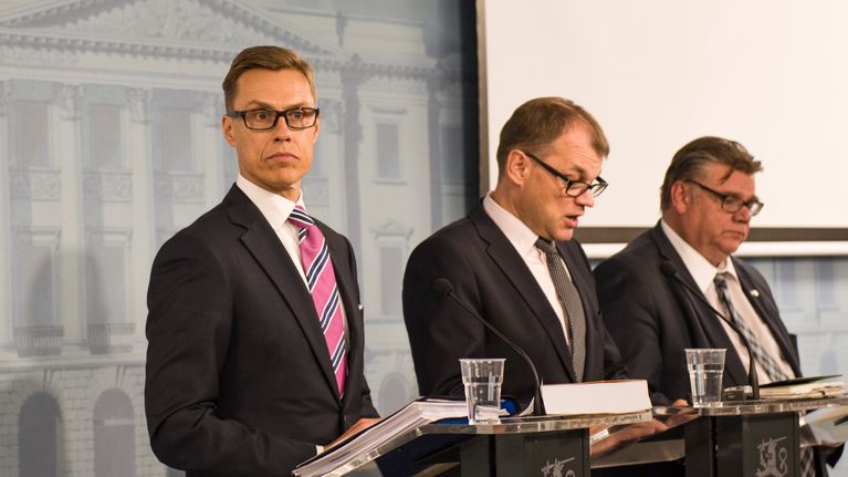 Alexander Stubb, Juha Sipilä ja Timo Soini.