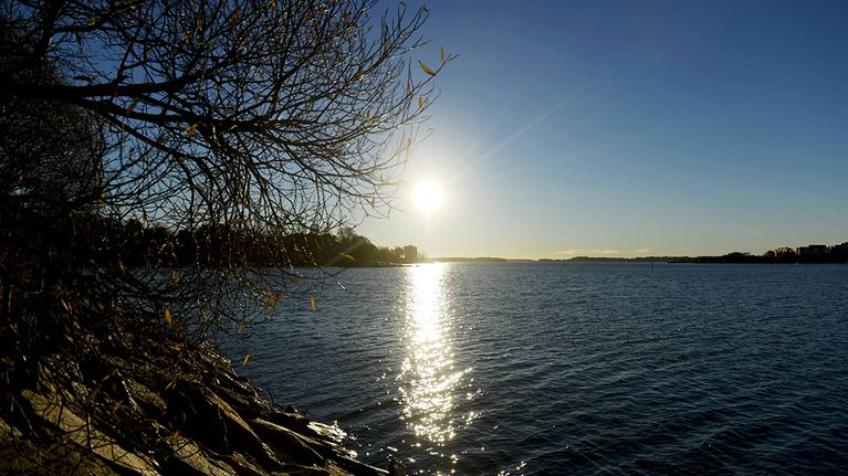 Meri kimmeltää auringossa Helsingissä 3. marraskuuta 2015.