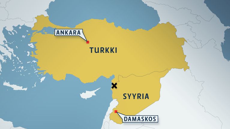 Turkin ja Syyrian kartta