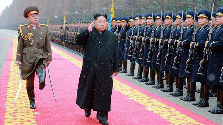 Kim Jong-un Pjongjangissa 10. tammikuuta.