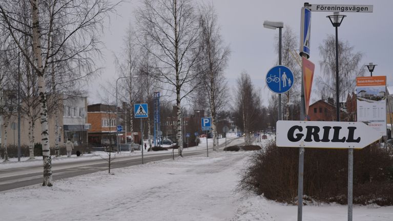 Närpiön keskustan katunäkymä.