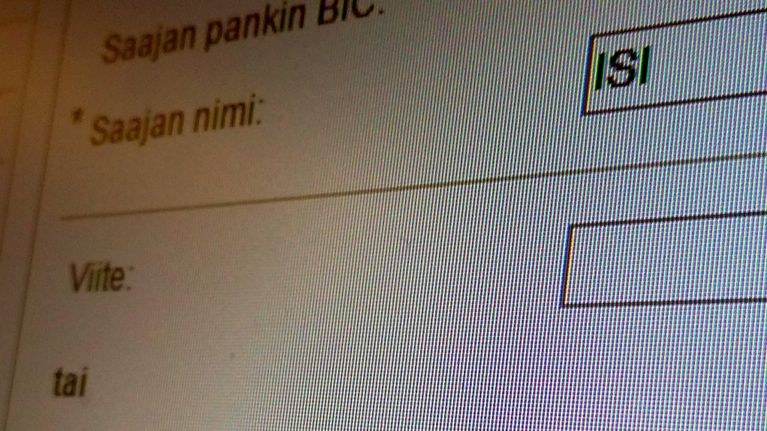 Verkkopankkipalvelun saajakenttä