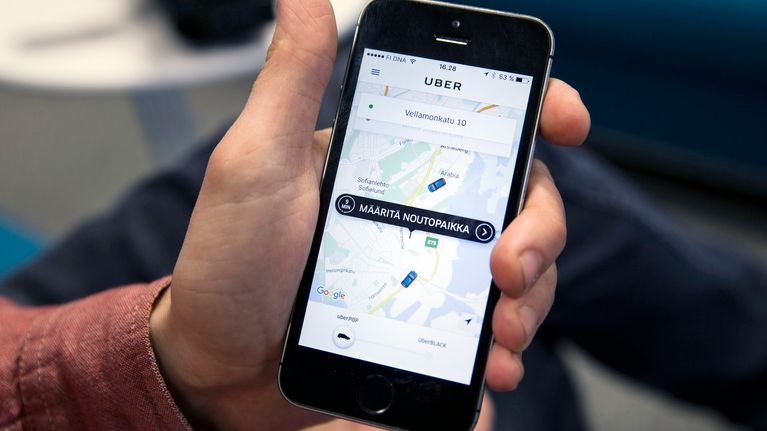 Uber -sovelus puhelimen näytöllä.