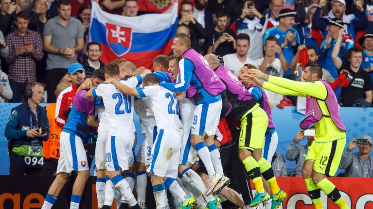 Slovakia juhlii voittoa Venäjästä.