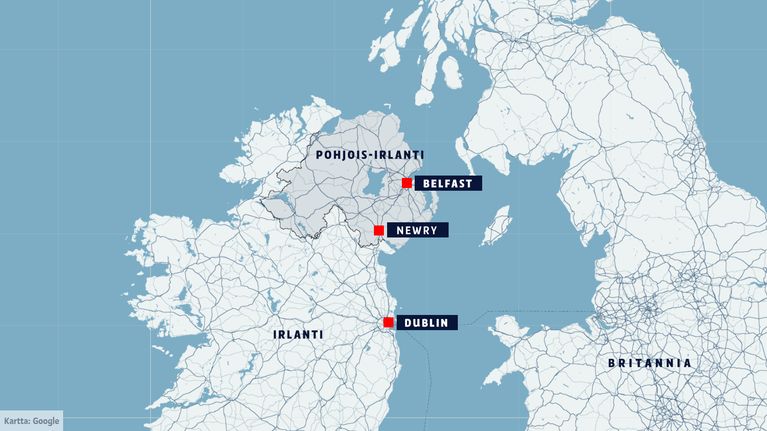 Pohjois-Irlannin kartta.