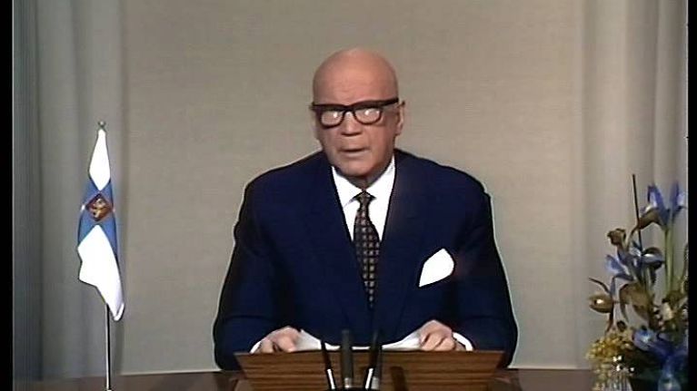 Urho Kekkonen pitämässä uudenvuodenpuhettaan 1.1.1973,