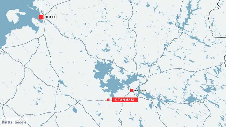 Google-kartta Otanmäki Kajaani Oulu, henkirikosuutinen