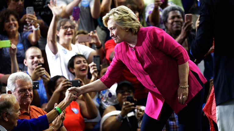 Hillary Clinton tapasi kannattajiaan Pennsylvaniassa 29. heinäkuuta.