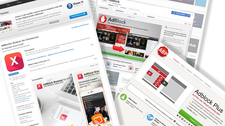 Adblocker-palveluiden etusivuja