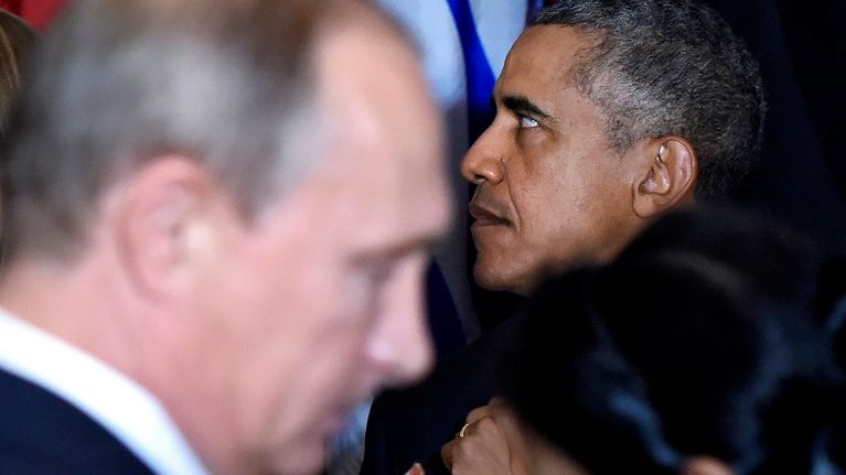 Vladimir Putinin ja Barack Obaman välit olivat viileät. Kuva YK:n yleiskokouksesta New Yorkista lokakuussa 2015.