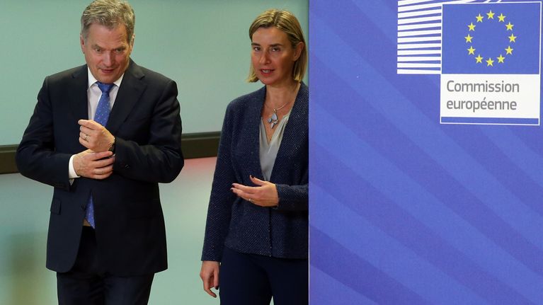 Presidentti Niinistö tapasi Brysselissä torstaina EU:n ulkopoliittisen edustajan Federica Mogherinin.