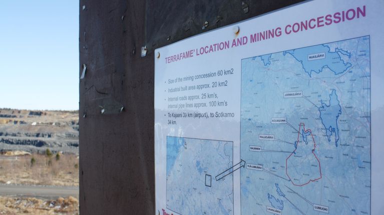 Terrafame' location and mining concession - kartta. 