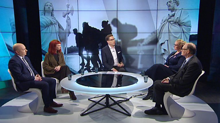 Joona Räsänen, Marjaana Toiviainen, Veera Ruoho ja Mikko Paatero vierailivat A-talkissa torstaina.