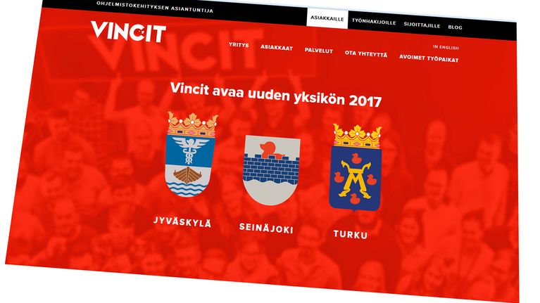 Kuvakaappaus Vincitin sivuilta.