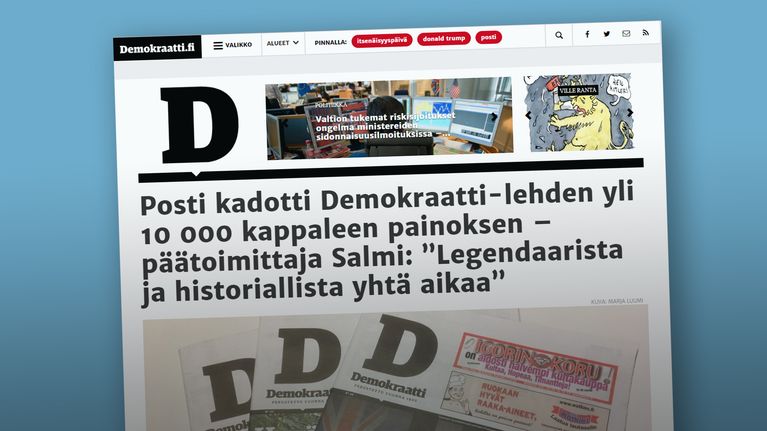 kuvakaappaus Demokraatti-lehdestä