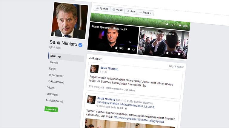 Sauli Niinistön Facebook-sivu