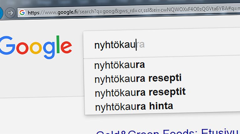 Nyhtökaura googlen hakukentässä
