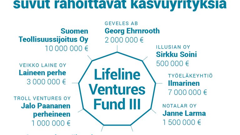 Valtio, työeläkeyhtiöt ja rikkaat suvut rahoittavat kasvuyrityksiä.