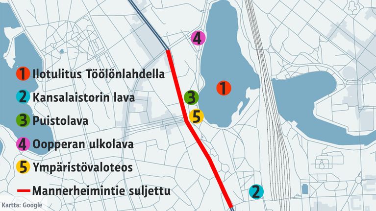 Helsingin uudenvuoden tapahtuma kartta
