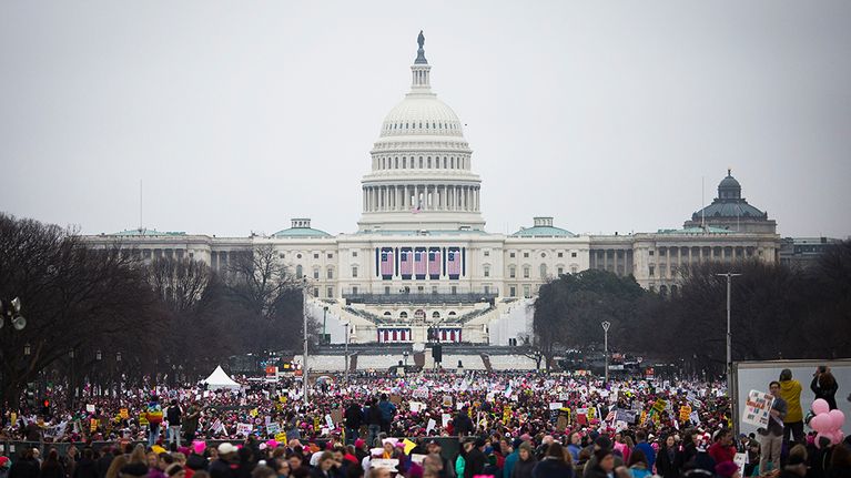 Naisten marssin päätapahtuma Washingtonissa.