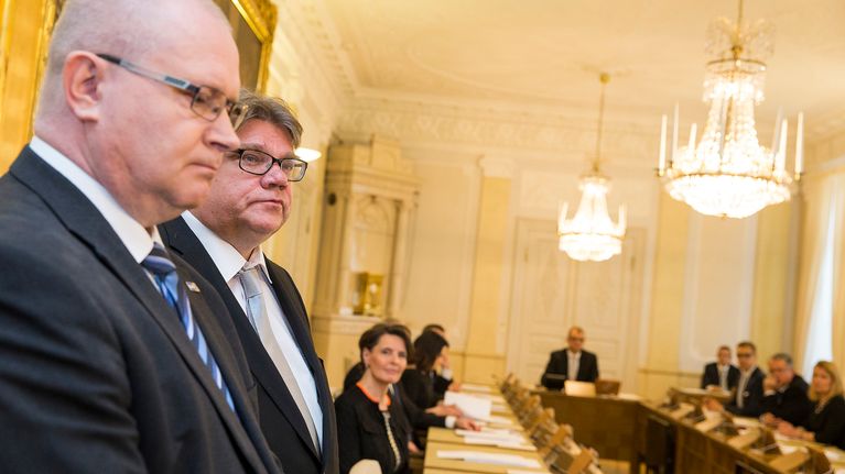 Jari Lindström ja Timo Soini  29.5.2015.