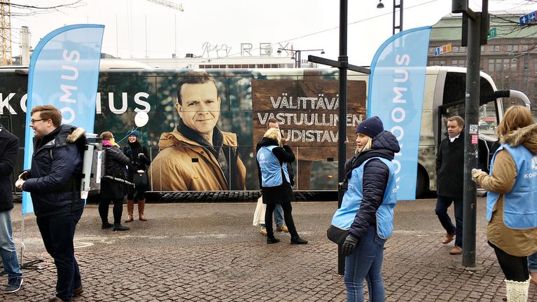 Kokoomuksen kuntavaalikampanja Helsingissä.