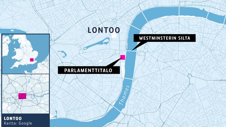 Lontoon kartta, Parliamenttitalo, Westminsterin silta