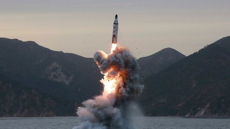 Pohjois-Korean julkaisema kuva ohjuskokeesta keväällä 2016.