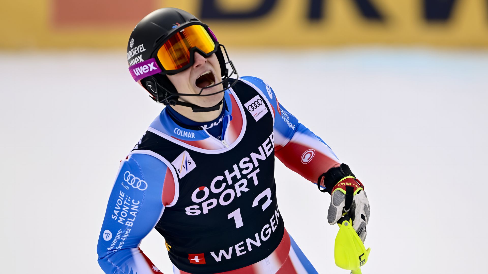 Steven Amiez antoi mainosbanderollille kyytiä sauvallaan | Alppihiihdon ...